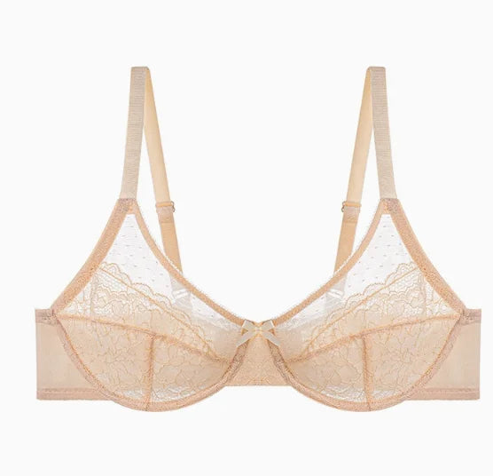 Lifting Lace Bras for Women Sheer Balconette Full Coverage Underwire Unlined Everyday Bras Lingerie