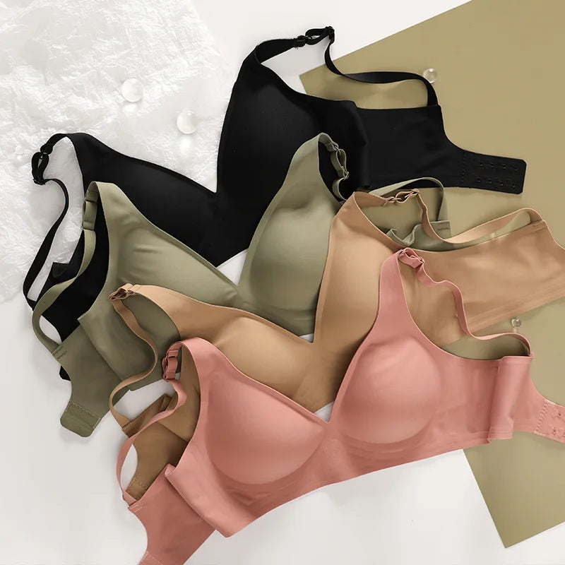 LUZAANA Seamless Wire Free Brassiere Adjustable Wireless Bras Women Underwear Female Push Up Padded